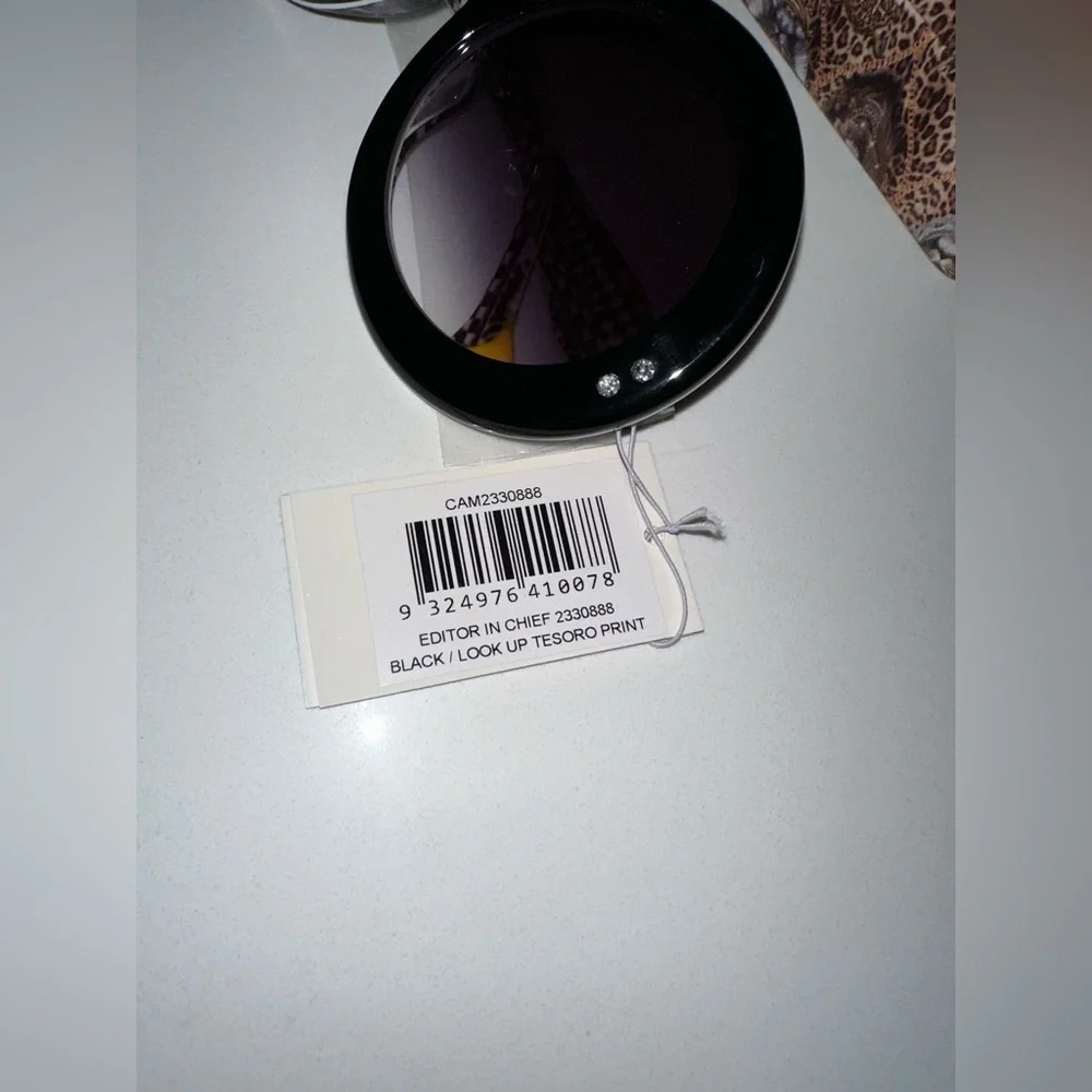Camilla “Editor in Chief” black oversized round dramatic boho chic sunglasses